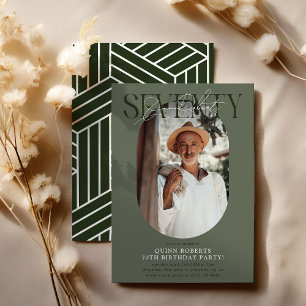 Modern Oval Photo & Signature 70th Birthday Invitation