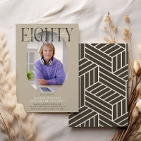 Modern Oval Photo & Signature 80th Birthday