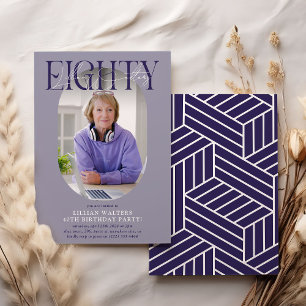 Modern Oval Photo & Signature 80th Birthday Invitation