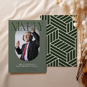 Modern Oval Photo & Signature 90th Birthday Invitation