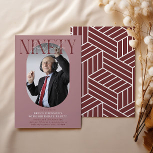 Modern Oval Photo & Signature 90th Birthday Invitation