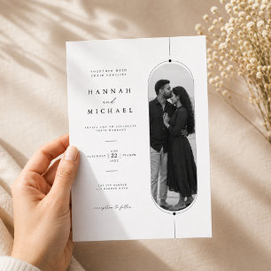 Modern Oval Photo Wedding Invitation Template .