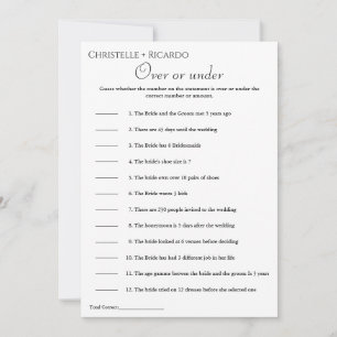 Modern Over or under bridal shower game  Announcement