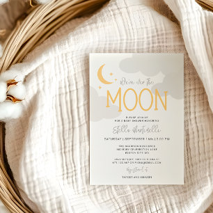 Modern Over The Moon Baby Shower Invitation