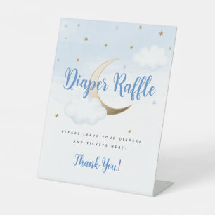Modern Over the Moon Diaper Raffle Pedestal Sign