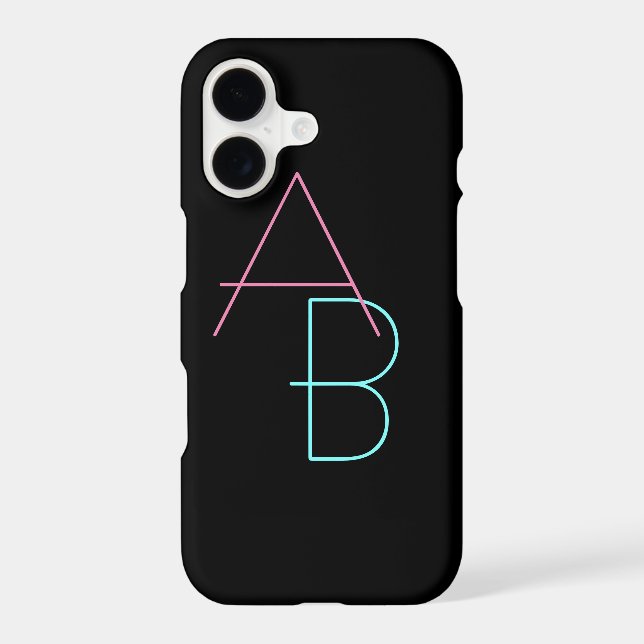 Modern Overlapping Initials | Pink Turquoise Black (Back)
