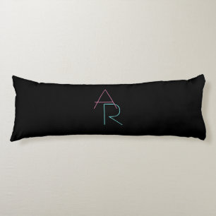 Modern Overlapping Initials   Pink Turquoise Black Body Cushion