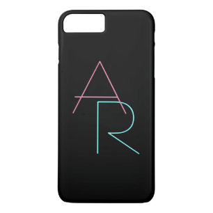 Modern Overlapping Initials   Pink Turquoise Black Case-Mate iPhone Case
