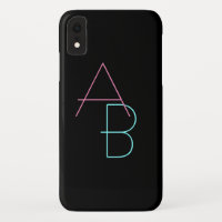 Modern Overlapping Initials | Pink Turquoise Black