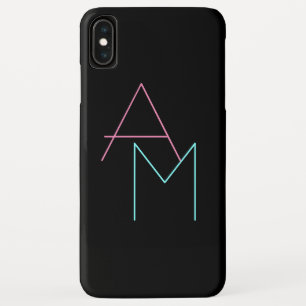 Modern Overlapping Initials   Pink Turquoise Black Case-Mate iPhone Case