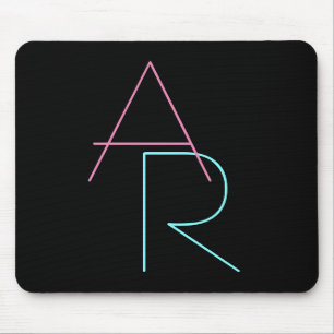 Modern Overlapping Initials Pink Turquoise Black Mouse Pad