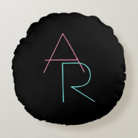 Modern Overlapping Initials | Pink Turquoise Black
