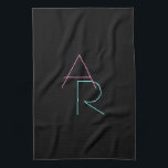 Modern Overlapping Initials | Pink Turquoise Black Tea Towel<br><div class="desc">Cool,  modern overlapping initials.</div>