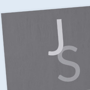 Modern Overlapping Monogrammed Initials   Gray Tissue Paper