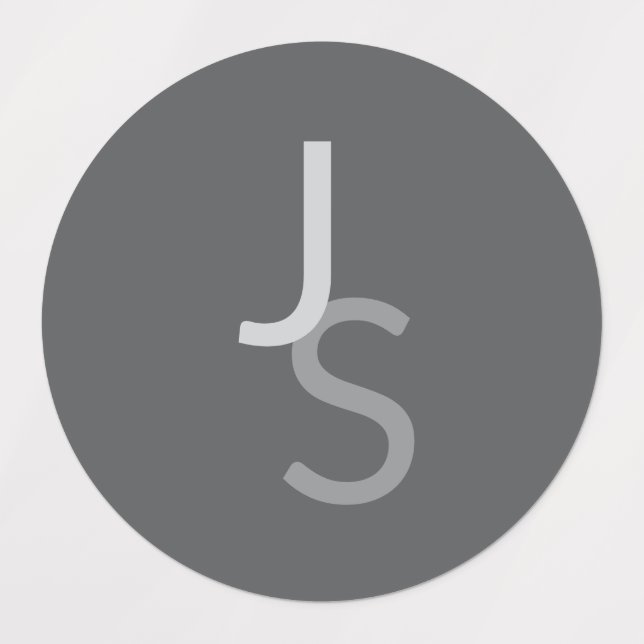 Modern Overlapping Monogrammed Initials | Grey (Design 1)