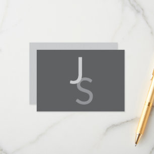 Modern Overlapping Monogrammed Initials   Grey Enclosure Card