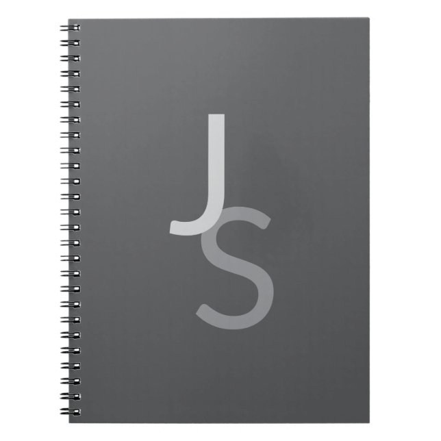 Modern Overlapping Monogrammed Initials | Grey Notebook (Front)