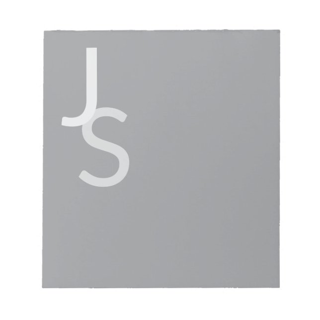 Modern Overlapping Monogrammed Initials | Grey Notepad (Front)