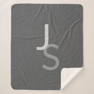 Modern Overlapping Monogrammed Initials   Grey Sherpa Blanket