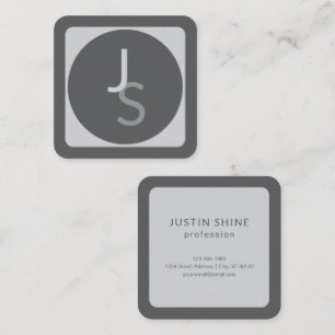 Modern Overlapping Monogrammed Initials   Grey Square Business Card