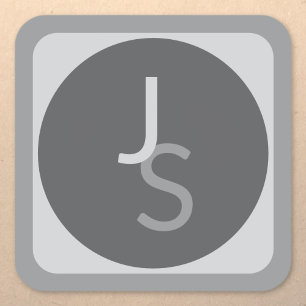Modern Overlapping Monogrammed Initials   Grey Square Sticker