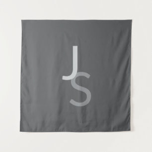 Modern Overlapping Monogrammed Initials   Grey Tapestry