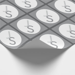 Modern Overlapping Monogrammed Initials Grey Wrapping Paper