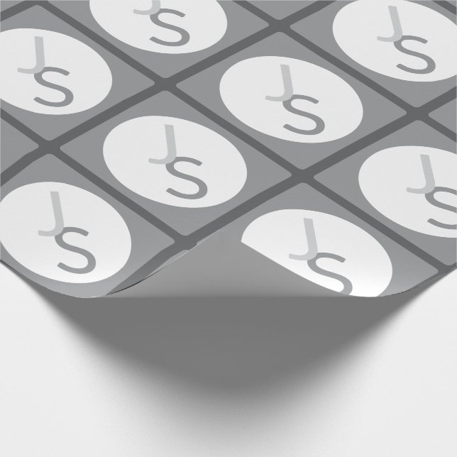 Modern Overlapping Monogrammed Initials | Grey Wrapping Paper (Corner)