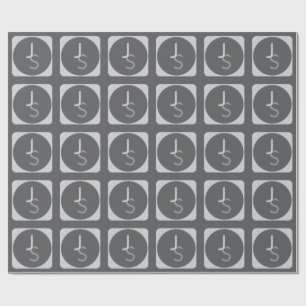 Modern Overlapping Monogrammed Initials Grey Wrapping Paper