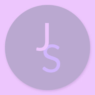 Modern Overlapping Monogrammed Initials Purple Classic Round Sticker