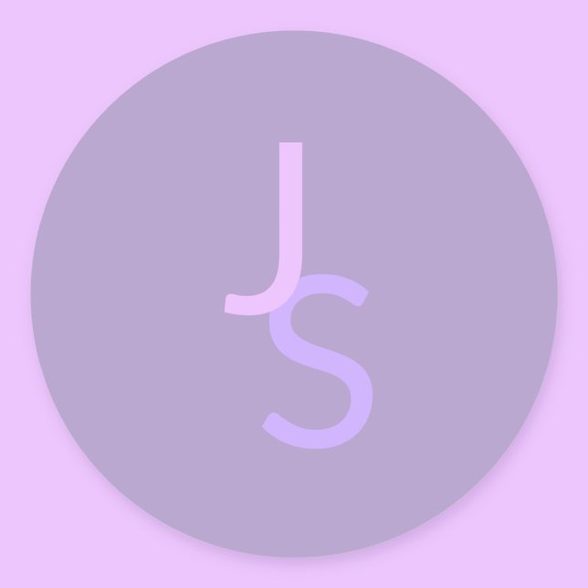 Modern Overlapping Monogrammed Initials | Purple Classic Round Sticker (Creator Uploaded)