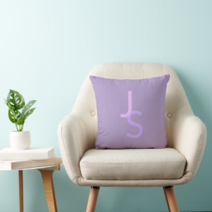 Modern Overlapping Monogrammed Initials   Purple Cushion