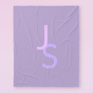 Modern Overlapping Monogrammed Initials   Purple Fleece Blanket