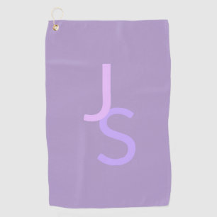 Modern Overlapping Monogrammed Initials   Purple Golf Towel