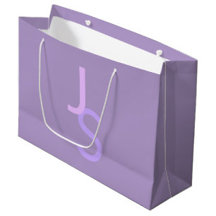 Modern Overlapping Monogrammed Initials Purple Large Gift Bag