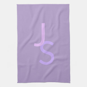 Modern Overlapping Monogrammed Initials   Purple Tea Towel