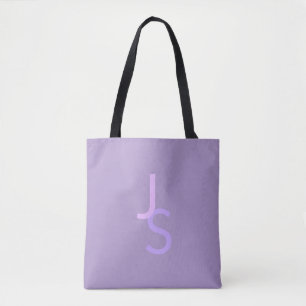 Modern Overlapping Monogrammed Initials   Purple Tote Bag