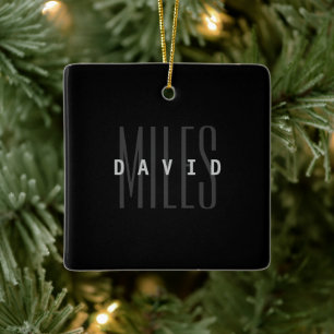 Modern Overlapping Name & Surname Ceramic Ornament