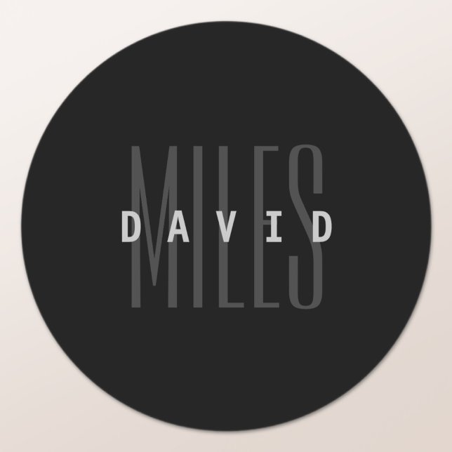 Modern Overlapping Name & Surname Classic Round Sticker (Creator Uploaded)