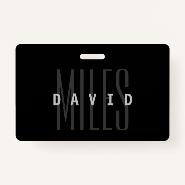 Modern Overlapping Name & Surname ID Badge (Front)