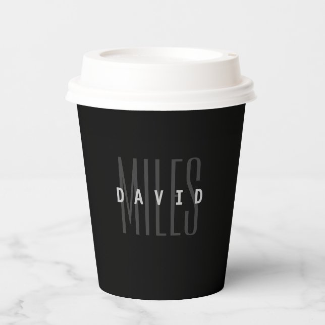 Modern Overlapping Name & Surname Paper Cups (Front)