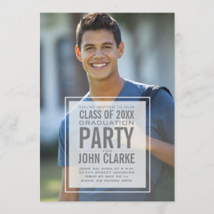 Modern Overlay Male Photo Graduation Party Invitation