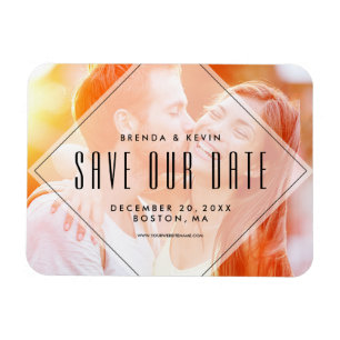Modern Overlay Photo Save the Date Magnet