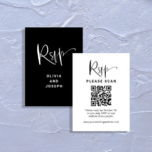 Modern Overlay   Wedding RSVP with QR Code Enclosure Card