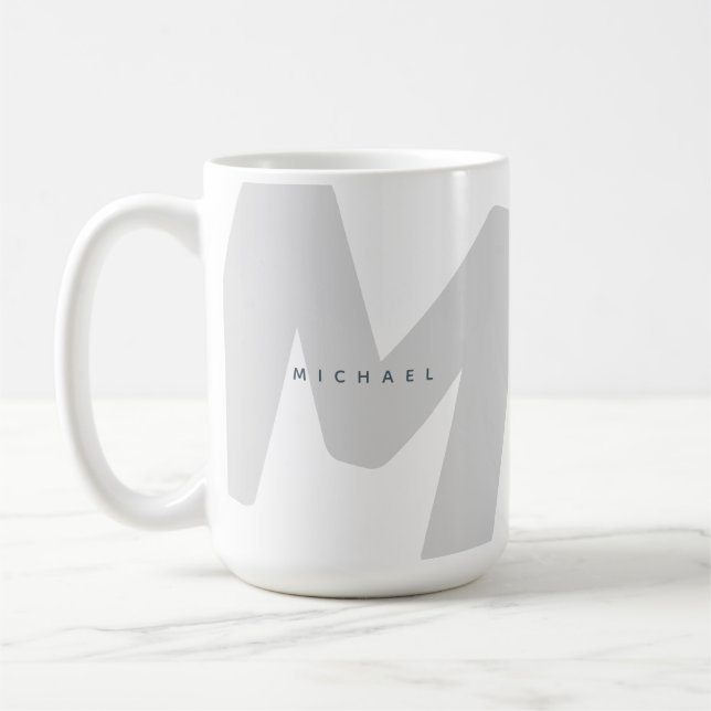 Modern Oversized Monogrammed Initial & Name Coffee Coffee Mug (Left)
