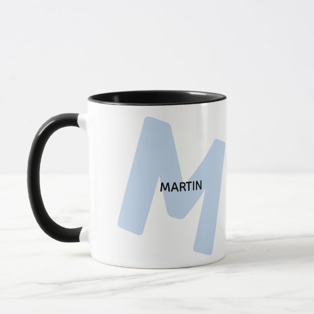 Modern Oversized Monogrammed Initial & Name Coffee Mug (Left)