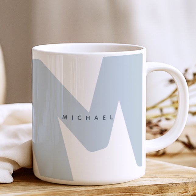 Modern Oversized Monogrammed Initial & Name Coffee Mug (Creator Uploaded)