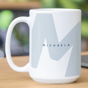 Modern Oversized Monogrammed Initial & Name Coffee Mug