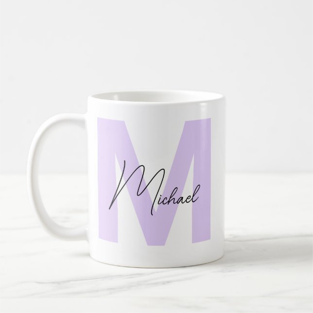 Modern Oversized Monogrammed Initial & Name Coffee Mug (Left)