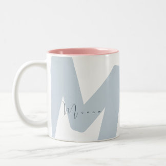 Modern Oversized Monogrammed Initial Script Name M Two-Tone Coffee Mug